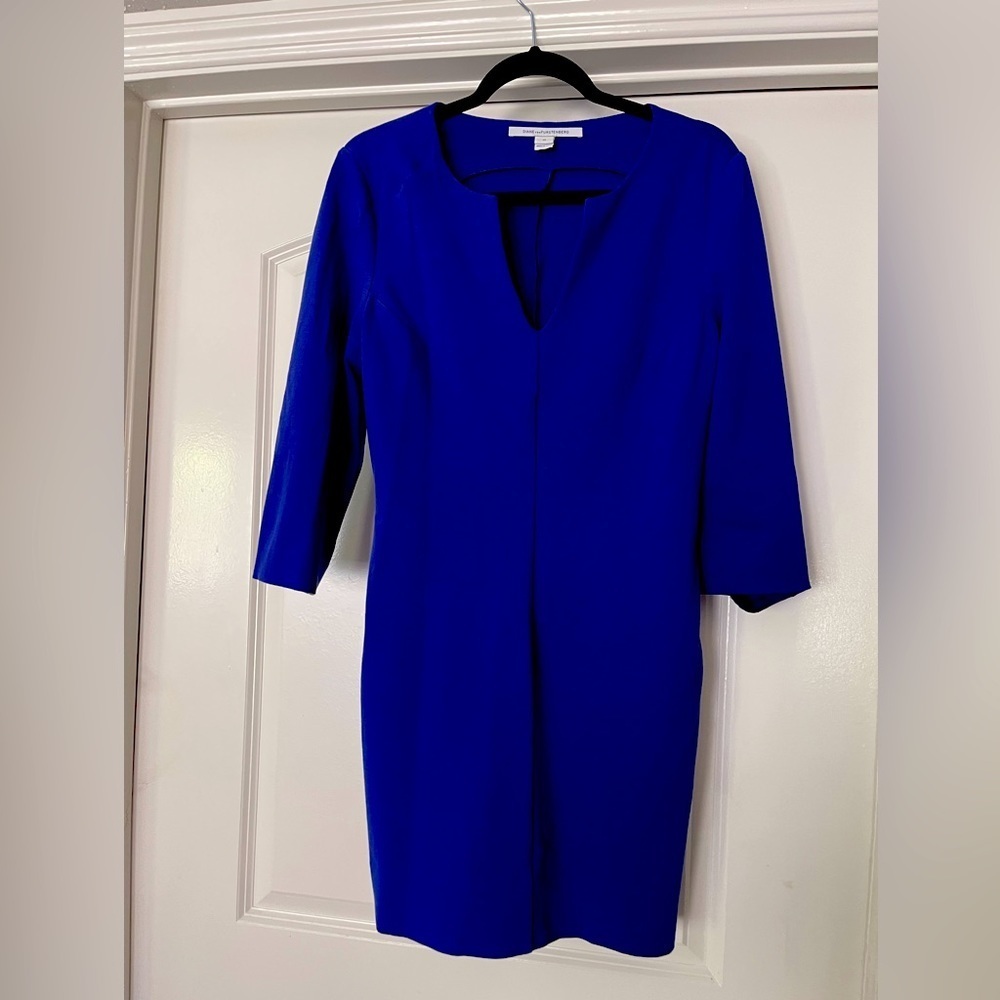 DIANE VON FURSTENBERG Blue Dress like new - Picture 2 of 9